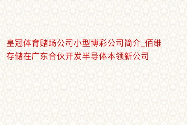 皇冠体育赌场公司小型博彩公司简介_佰维存储在广东合伙开发半导体本领新公司